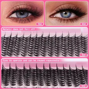 Detailansicht der 30D- und 40D-Büschelwimpern für einen natürlichen DIY-Look