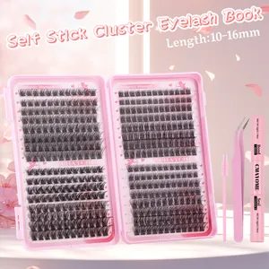DIY cluster wimperextensions set met lijm, pincet en 10-16mm kunstwimpers