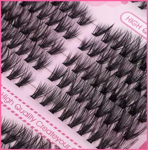 Macro shot showing detail of high quality cluster eyelashes with natural volume