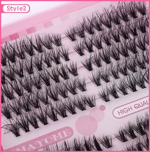 Detailed view of D-curl individual cluster eyelashes style 2 in pink display box