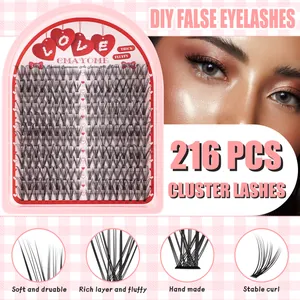 Kit 216 faux cils individuels D-curl 8-16mm avec boîtier cœur rose et effet visuel