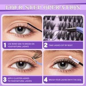 Professional DIY eyelash extension kit with glue, tweezers, and natural cluster lashes