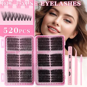DIY False Eyelashes Extension Kit DD Curl Segmented Clusters Black Synthetic Fiber Lash Clusters With Bond And Seal Glue Tweezers Brush For Women Makeup