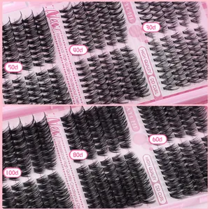 High volume DD curl DIY eyelash clusters in various densities from 30D to 100D