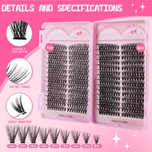 Natürliche 30D 40D Cluster DIY Segment Wimpern Kit mit D-Curl 8-16mm Längen