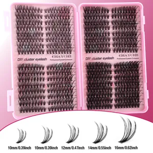 Kit d'extensions de cils DIY avec longueurs 10-16mm dans un étui de rangement rose