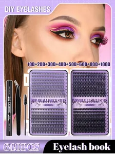 DIY cluster lash kit 640pcs 10D-100D volume extensions with bond seal glue and tweezers