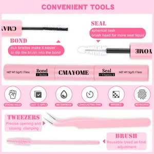 Kit de colle à cils double embout Bond et Seal avec pince rose et brosse à cils