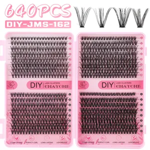 Kit de 640 clusters de faux cils DIY courbe D avec longueurs assorties de 8 à 18mm