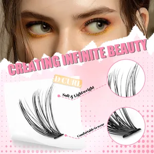 Ciglia individuali D-Curl naturali e folte 10-18mm in fibra sintetica morbida e leggera