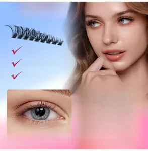 Detail of fluffy individual eyelash clusters with before and after application effect