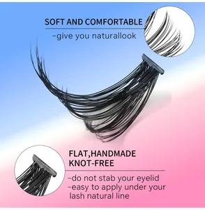 Detailed view of flat root 30D+100D individual lashes with a natural knot-free finish