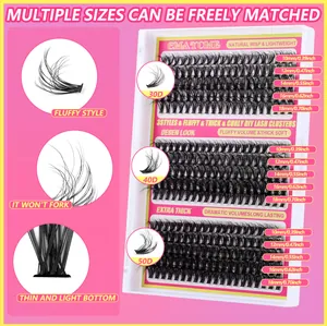 Maattabel voor DIY-wimperclusters van 10mm tot 18mm met 30D 40D en 50D dichtheidsopties