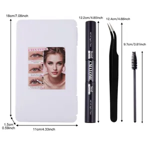 Detailed DIY eyelash extension kit components including bond, seal, tweezers and applicator