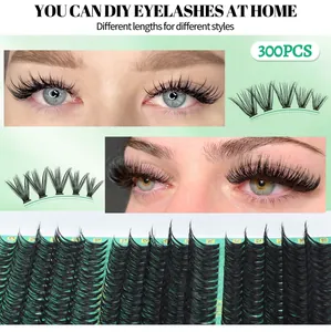Detail of 300pcs DIY individual eyelash clusters with mixed lengths from 10mm to 16mm