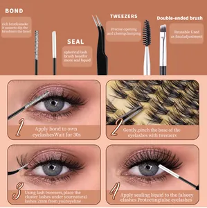 DIY Wimpernverlängerung-Set Tutorial mit Kleber, Versiegelung, Pinzette und Anwendung