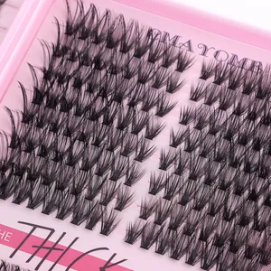 Kit de faux cils individuels épais avec courbure D naturelle dans une boîte rose