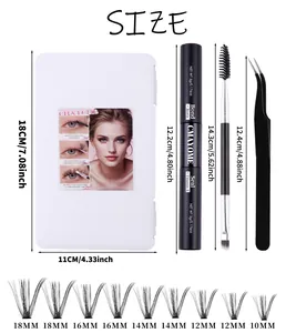 DIY Wimpernverlängerungs-Set mit 484 Clustern, Bond & Seal Kleber, Pinzette und Bürste