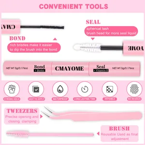 Kit d'extension de cils DIY Bond and Seal avec pince et brosse goupillon