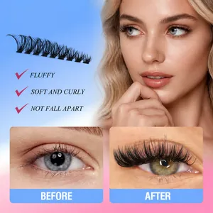 DIY individual cluster eyelashes with natural fluffy curl and multi-layered volume effect