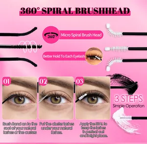 Detaillierte Makroansicht des 360-Grad-Spiralbürstenkopfs für die Wimpernversiegelung