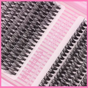 Detailed view of individual cluster eyelashes in 8mm and 10mm lengths for DIY grafting