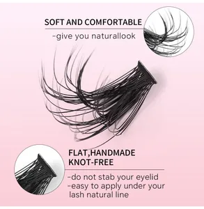 Detail of DIY individual lashes showing flat base design and natural wispy texture