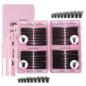 CMAYOME DIY Cluster Wimpernverlängerung Kit Einzelne Synthetikfaser Wimpern Mit Bond Und Seal Kleber Pinzette Und Wimpernbürste