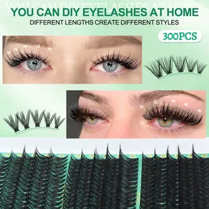 DIY cluster lashes set with 300 pieces in 10-16mm lengths for a natural voluminous look