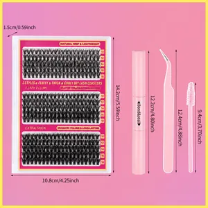 Wimperverlenging set 300 clusters 10-18mm met lijm, pincet en borsteltje compleet