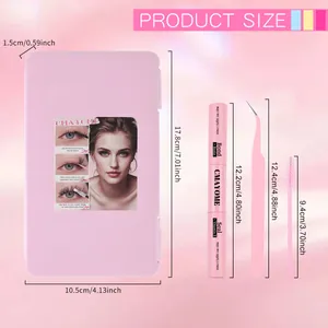 Kit extension ciglia fai-da-te con adesivo, sigillante, pinzette e spazzola in custodia