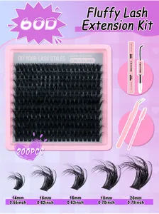 Kit extension ciglia a ciuffetti con colla, pinzette e 200 cluster morbidi per volume DIY