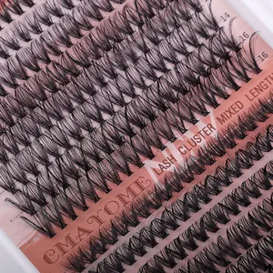 Natural fluffy DIY individual lash clusters mixed length 8-16mm in D curl style