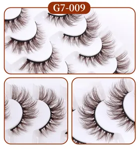 Macro detail of G7-009 soft brown false eyelashes with a natural dense curl