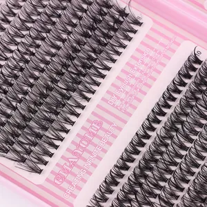 DIY Cluster-Wimpernverlängerungen 8-10mm in natürlicher Fächerform auf rosa Tablett