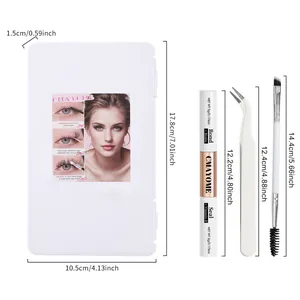 DIY eyelash extension kit with glue, tweezers, and clusters in a portable case