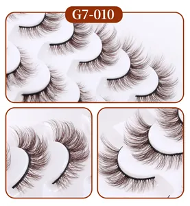 Macro shot of G7-010 multi-layered dense brown false eyelashes with dramatic curl
