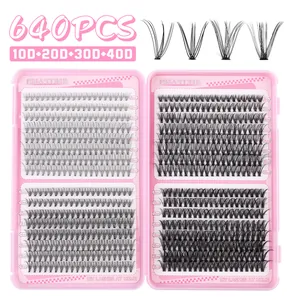 Wimpern-Set mit 640 Clustern im rosa Etui mit Volumen-Varianten von 10D bis 40D