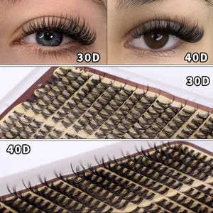 Professional 30D and 40D cluster lash extensions for natural thick volume eye makeup