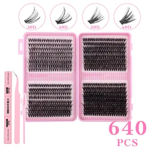DIY 640 Stk. Einzelwimpern-Kit mit 30D-60D Volumen und 10-18mm Länge für Frauen