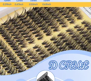 Λεπτομέρεια macro από τουφάκια βλεφαρίδων D Curl με μήκη από 10mm έως 16mm σε δίσκο