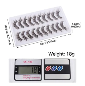 Detailed size measurement and weight display for 10 pairs of 3D false eyelashes set