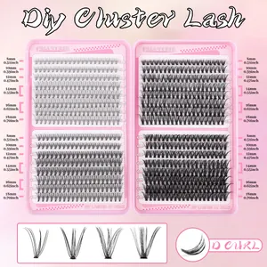 DIY cluster lash extension kit with D curl segments in 8-18mm length for a natural look