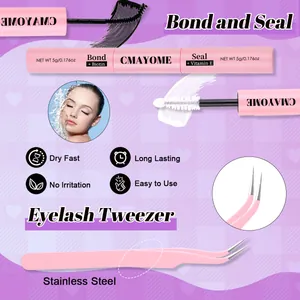 Lash extension kit with double-sided bond and seal glue plus pink tweezers for DIY lashes