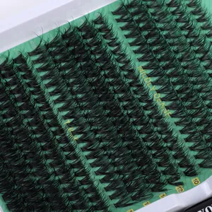 Natural cluster eyelashes extension set with V-shaped dense volume in 10-12mm lengths