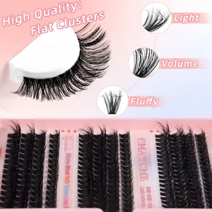 Flat cluster eyelashes set 60D 80D 100D mix volume fluffy thick false lashes in pink box