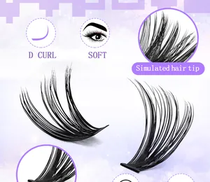 Close-up of D curl DIY cluster eyelashes showing soft texture and simulated tips