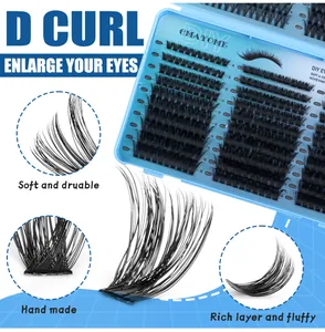 Close-up of D-curl individual eyelashes in 60D 80D 100D densities for DIY extensions