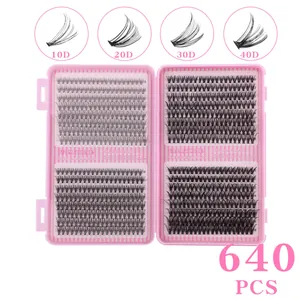 640pcs DIY individual cluster lashes kit with 10D to 40D volume and 10-18mm length variety