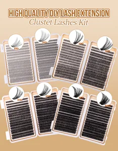 Detailansicht der 10D bis 100D DIY-Cluster-Wimpernverlängerungen in weichem Schwarz